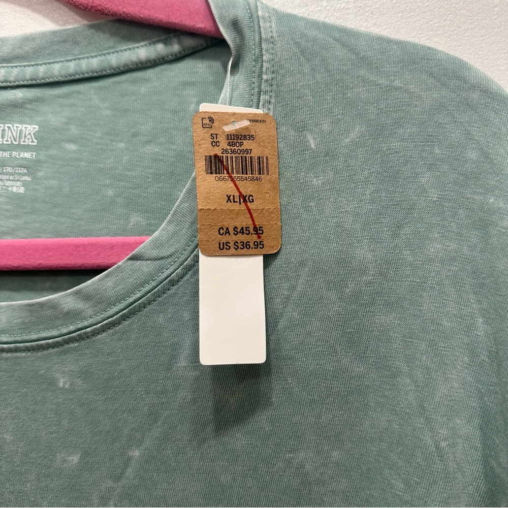NWT XL Victoria’s Secret Pink side scrunch long sleeve shirt mint - Picture 2 of 9
